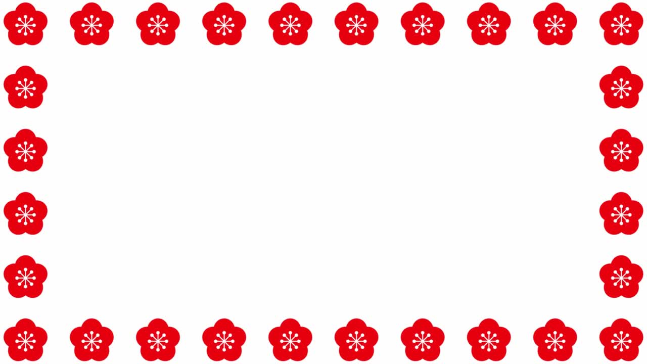 Loop video of rotating red plum blossom frame