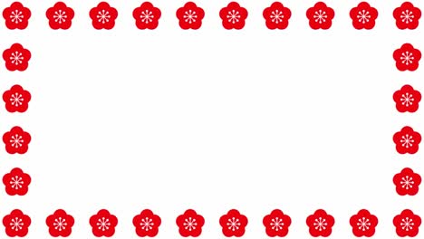 loop video of rotating red plum blossom frame