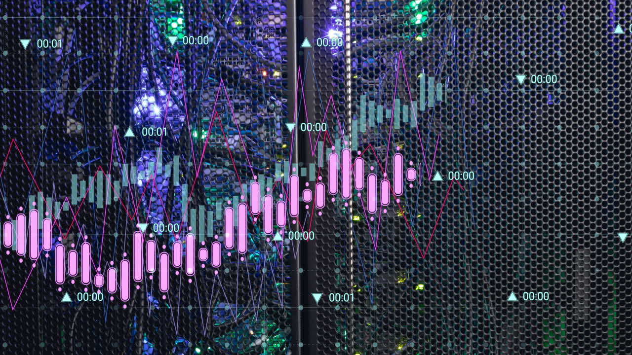 컴퓨터 서버를 통해 금융 데이터 처리의 애니메이션