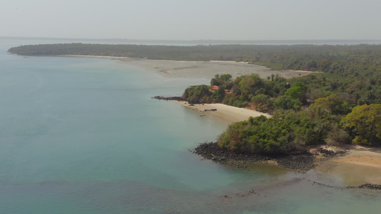 Aerial View of Tropical Coastline in Guinea-Bissau, West Africa