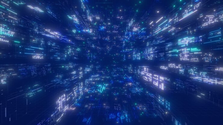 Animazione Sci-fi su Sfondo Blu