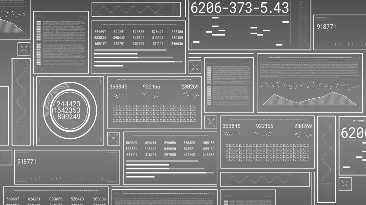 요소 패널 세트와 함께 hud 인터페이스 화면의 애니메이션