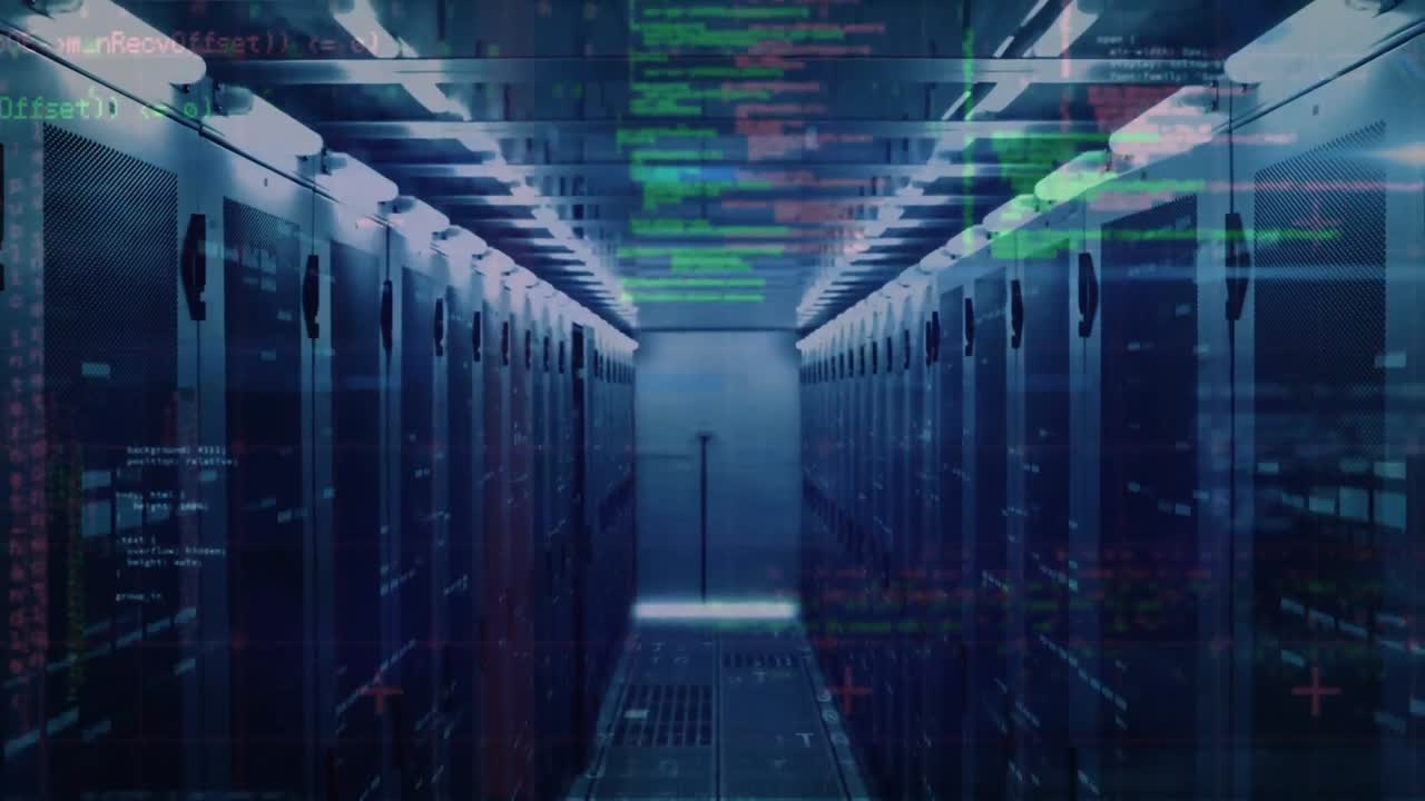 Animation of data processing over server room