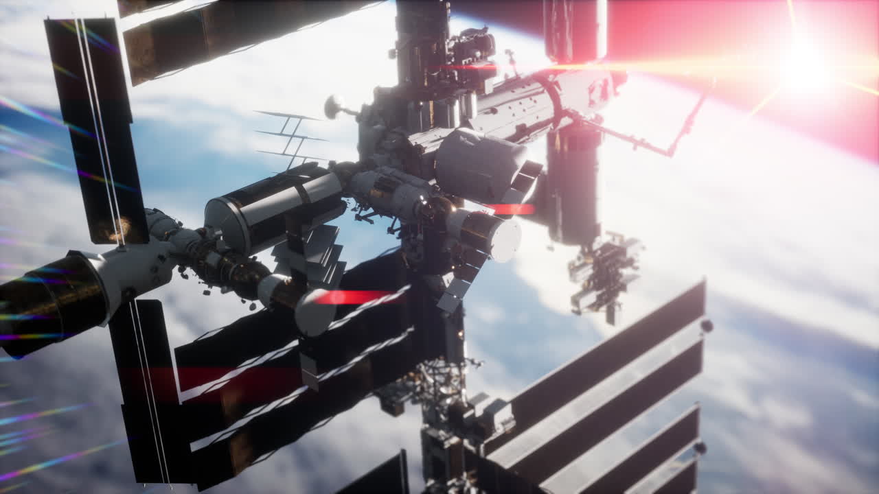 la estación espacial internacional está flotando en órbita sobre el planeta tierra.