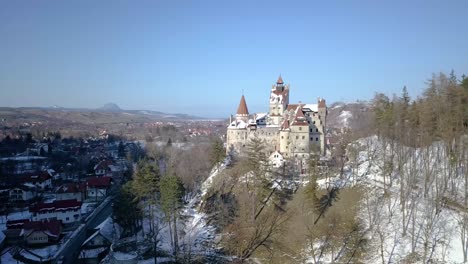 Bran-Castle-During-Winter-At-Daytime-In-Transylvania,-Romania