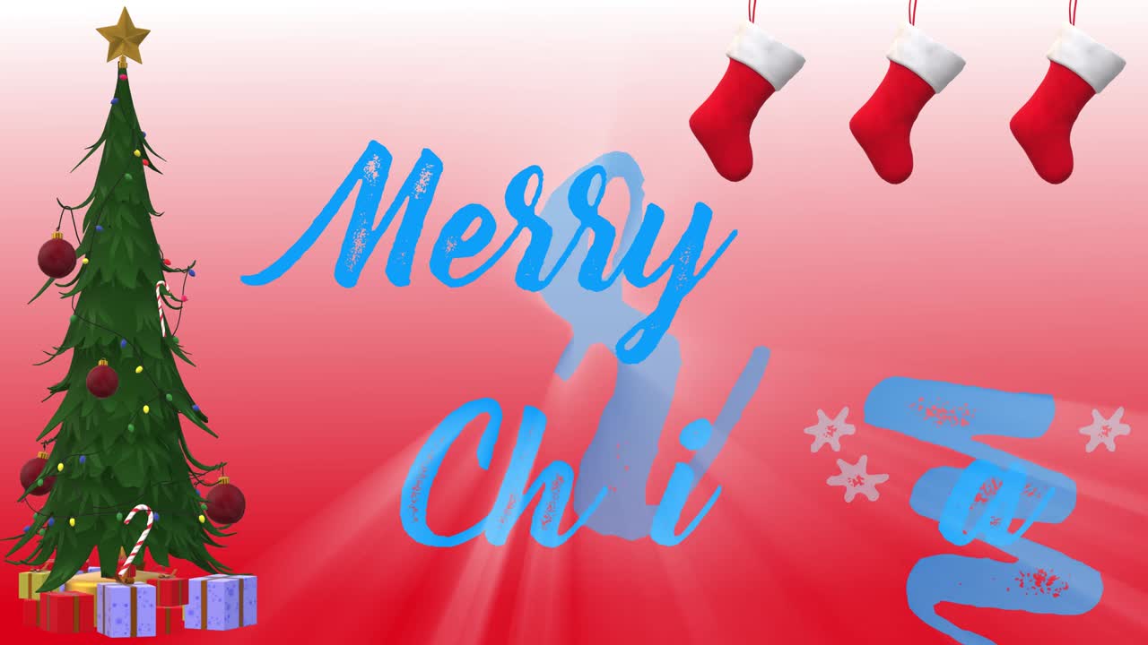 크리스마스 물체와 텍스트 모션에 대한 색 배경