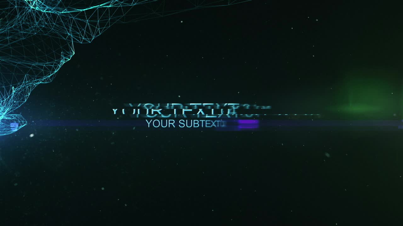 Glowing wireframe intro reveals titles in a sleek space environment animation