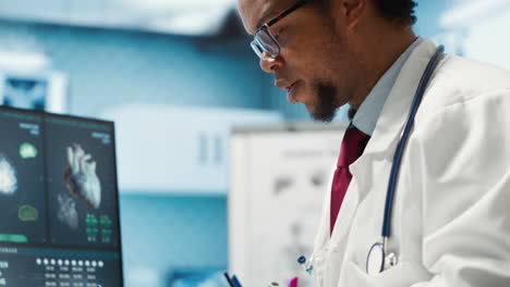 male physician doing an x ray diagnostics scan interpretation during check up