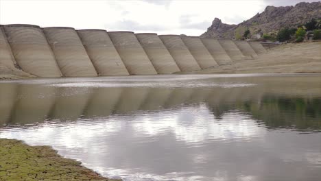 low water level at a dam reservoir