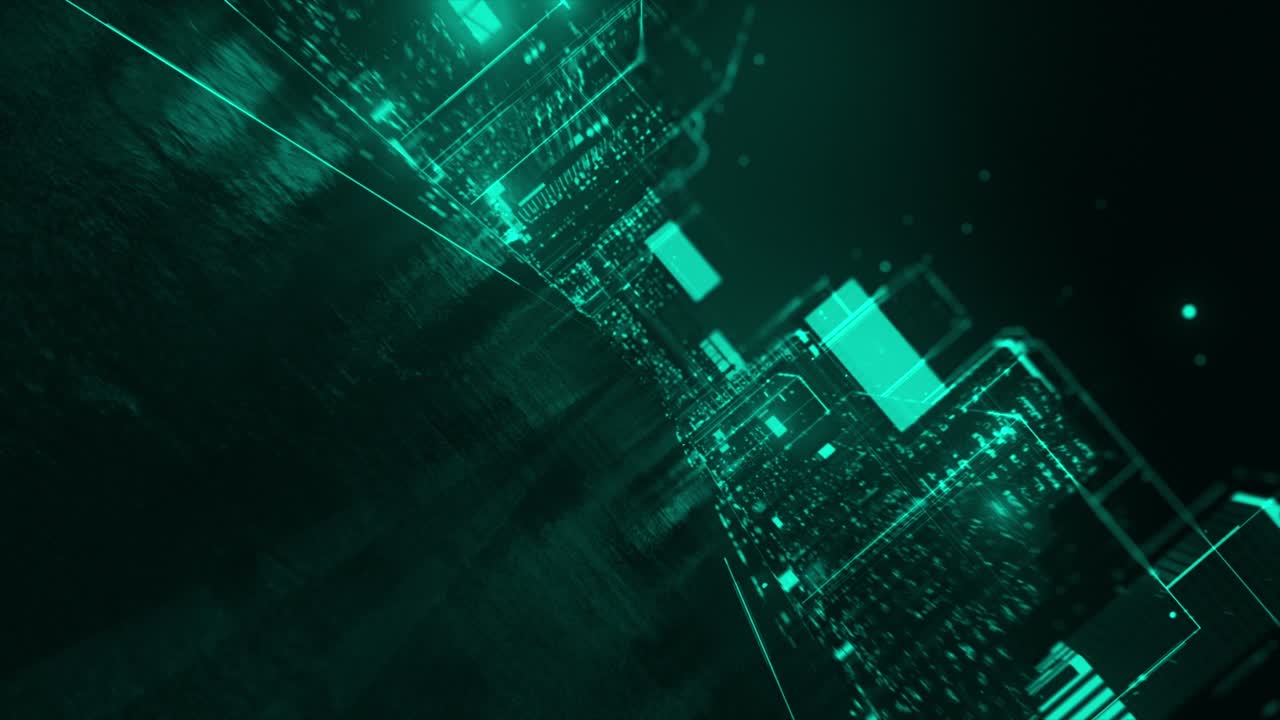 Retro-Futuristic City, Smart City Concept, Working Tracking System on City Streets Seamless, Abstract Buildings and Roads Stylized in Hi-tech Grid Design, Looped 3d Animation Technology Concept, Digital Analysis, Hologram of Modern City, Outline stock vid