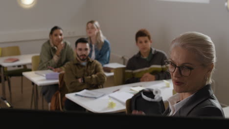 classroom lecture with students and teacher