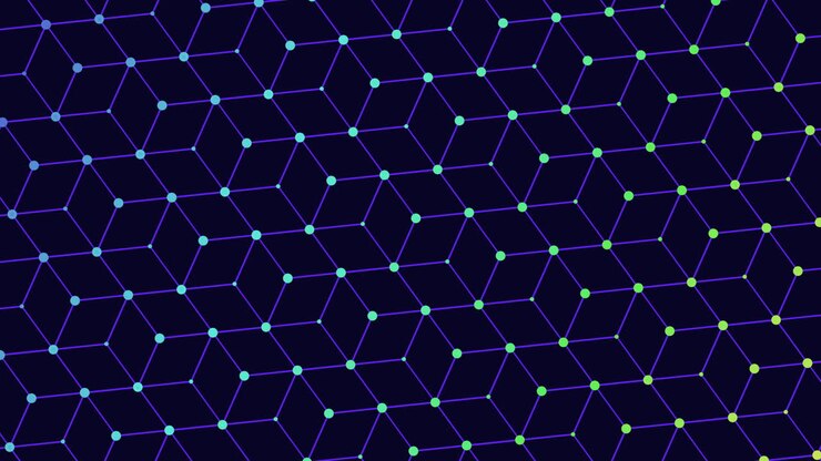 Motivo a griglia esagonale con triangoli in viola e blu