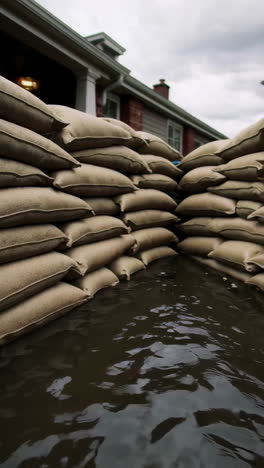 flood damage with sandbags
