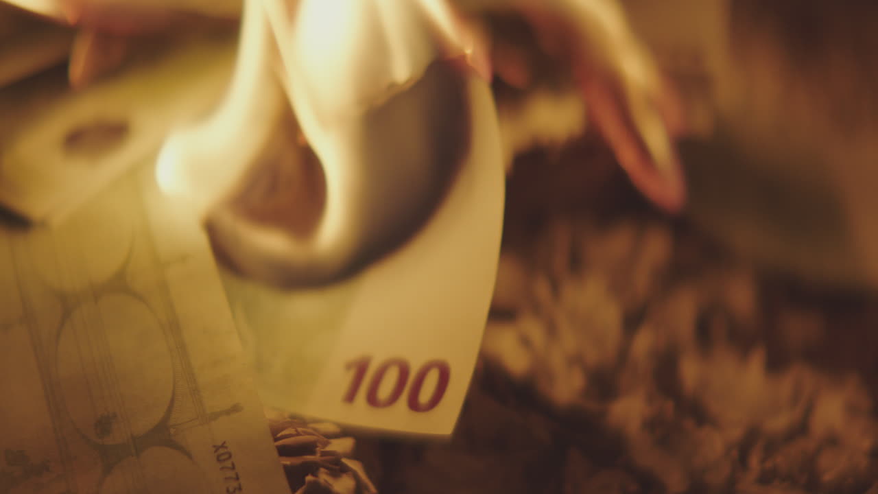Burning 100 Euro Bills