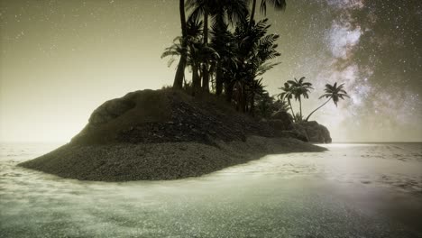 hermosa playa tropical de fantasía con estrellas de la vía láctea en el cielo nocturno