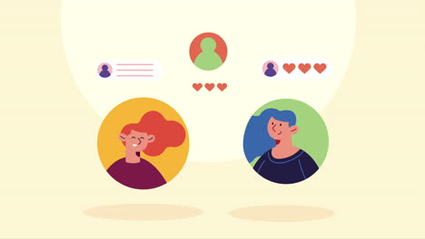 young girls using social media animation