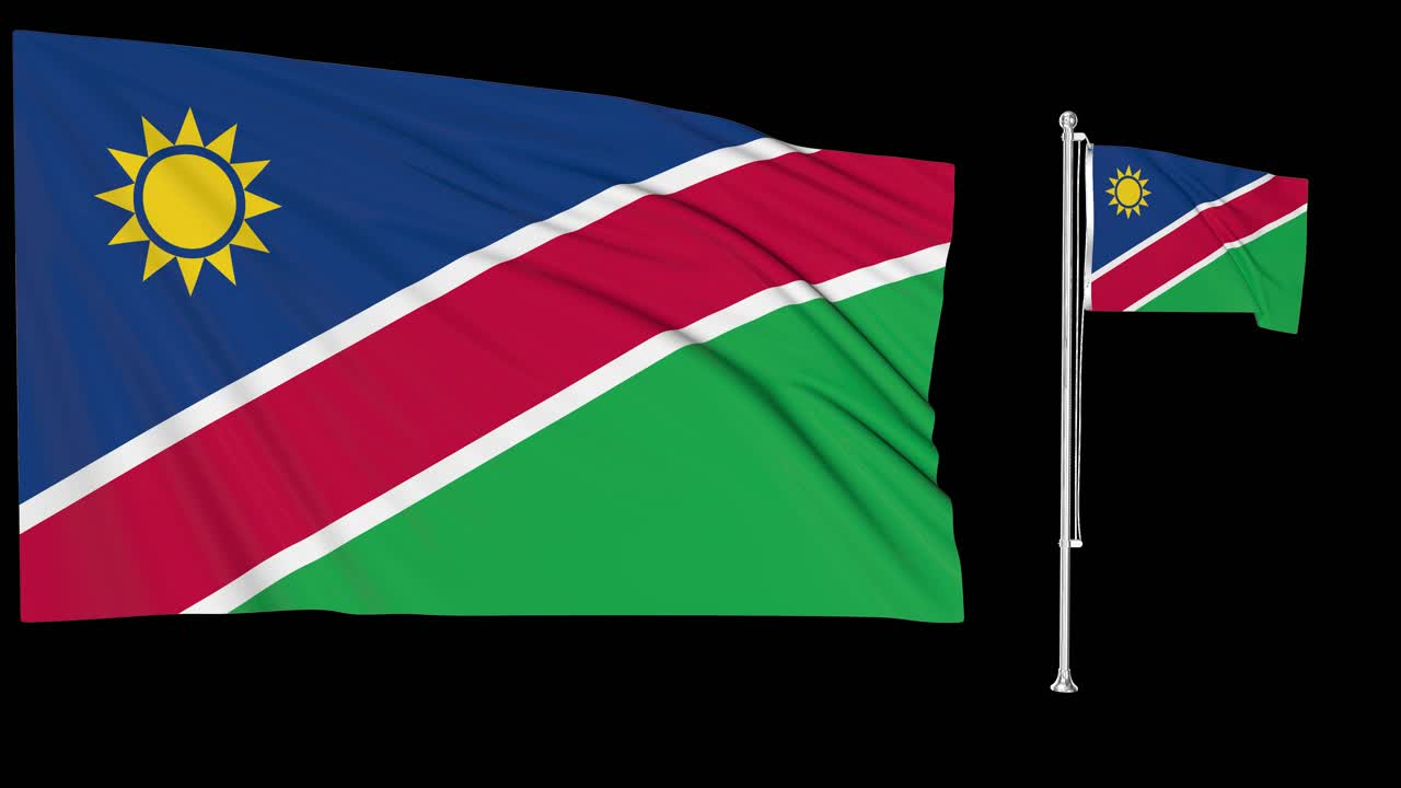 pantalla verde ondeando la bandera de namibia o el asta de la bandera
