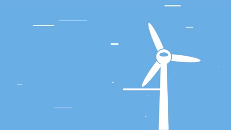 wind turbine, simple animation with rotating wind turbine and wind