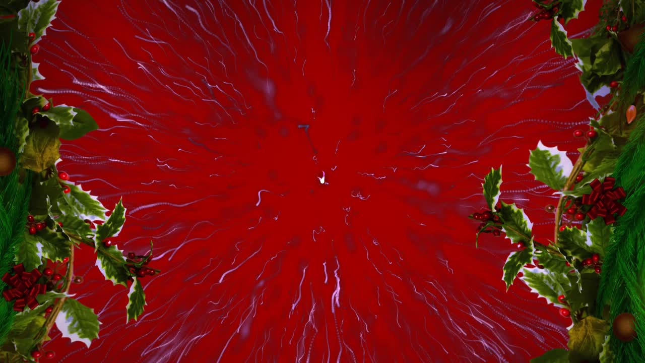 보라색 빛의 흔적 위의 크리스마스 꽃받침 장식은  ⁇ 은 배경에  ⁇ 어