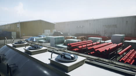 industrial warehouse with tanker truck