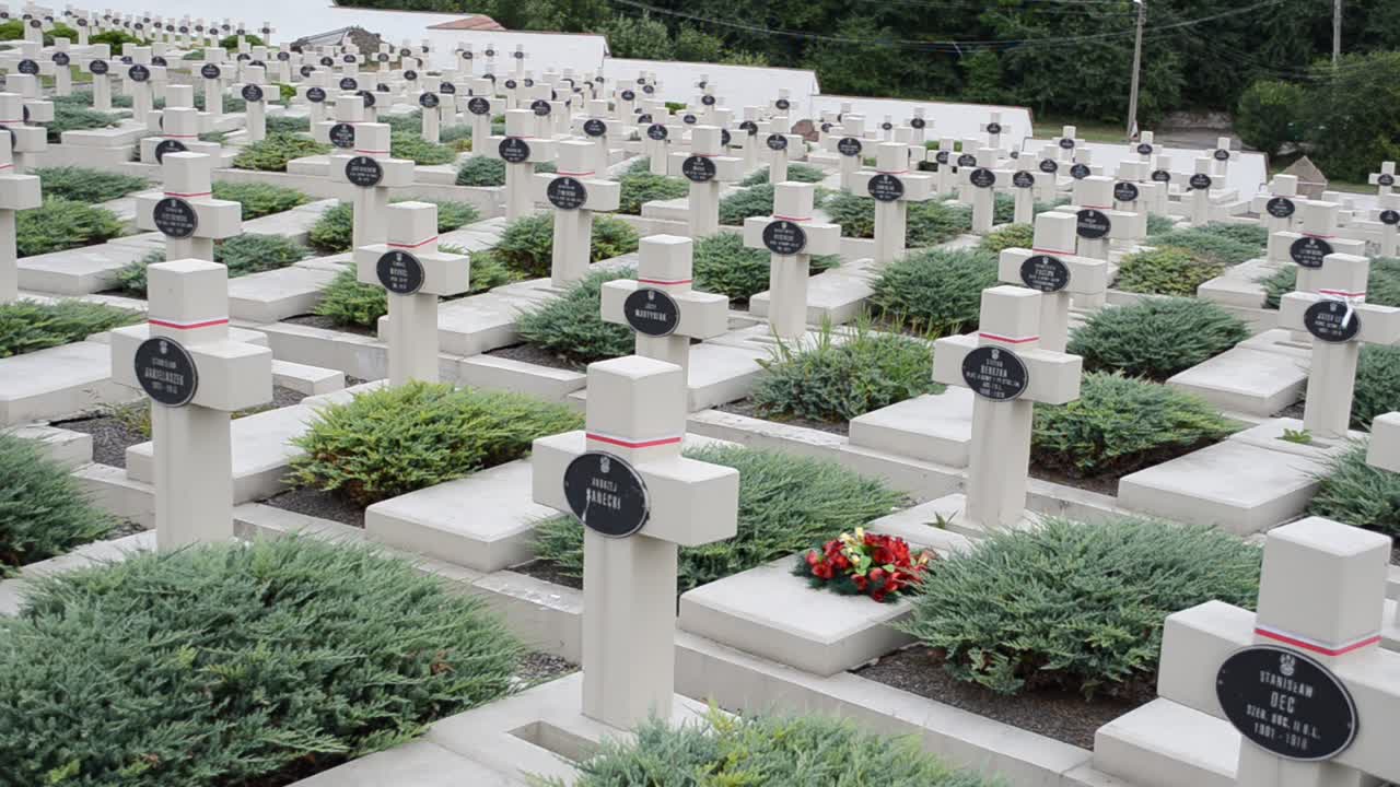 Cimitero militare polacco del periodo 1918-1920. Leopoli, Ucraina. Cimitero di Lychakiv, il complesso storico e commemorativo (dal 1991) a Leopoli nel quartiere storico di Lychakiv, uno dei cimiteri più antichi dell'Ucraina.