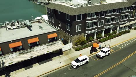 drone disparó acercándose a un bonito hotel de tres pisos en stone harbor, nueva jersey