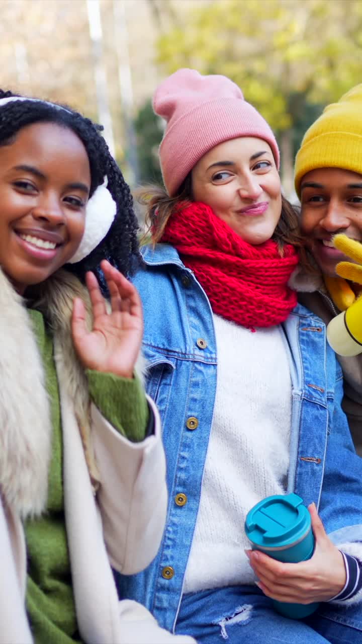 Friends enjoying a day out in the cold