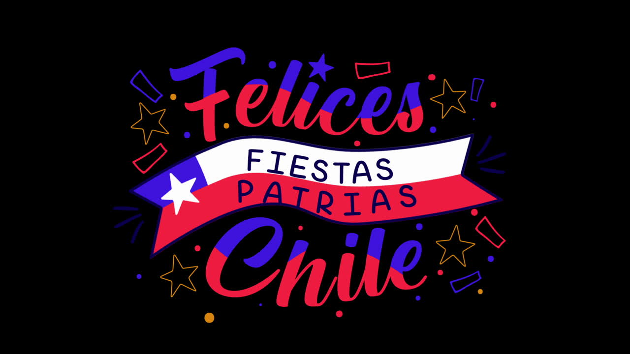 conjunto de fiestas patrias chile letras de celebración letras y gráfico de bandera chilena