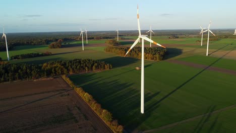 Aerial-rotational-view-on-a-field-of-windturbines-in-Germany