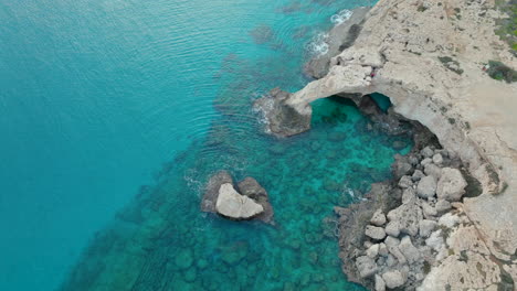 Bridge-of-Love-or-Love-Bridge-in-Cyprus---Natural-Rocky-Bridge-at-Cape-Greco,-Close-to-Ayia-Napa-Town