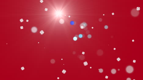 Red-sky-with-fall-white-snowflakes-and-glitters