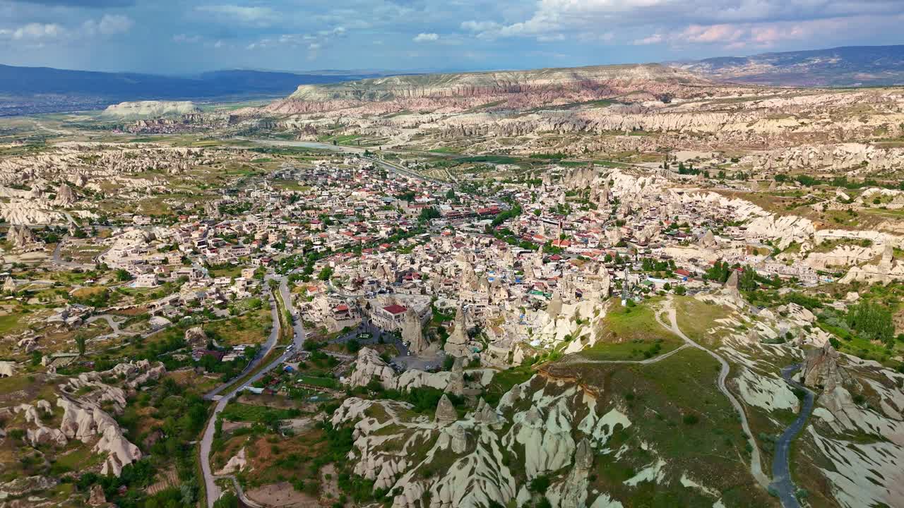 Aerial view of Cappadocia's unique rock formations in Turkey