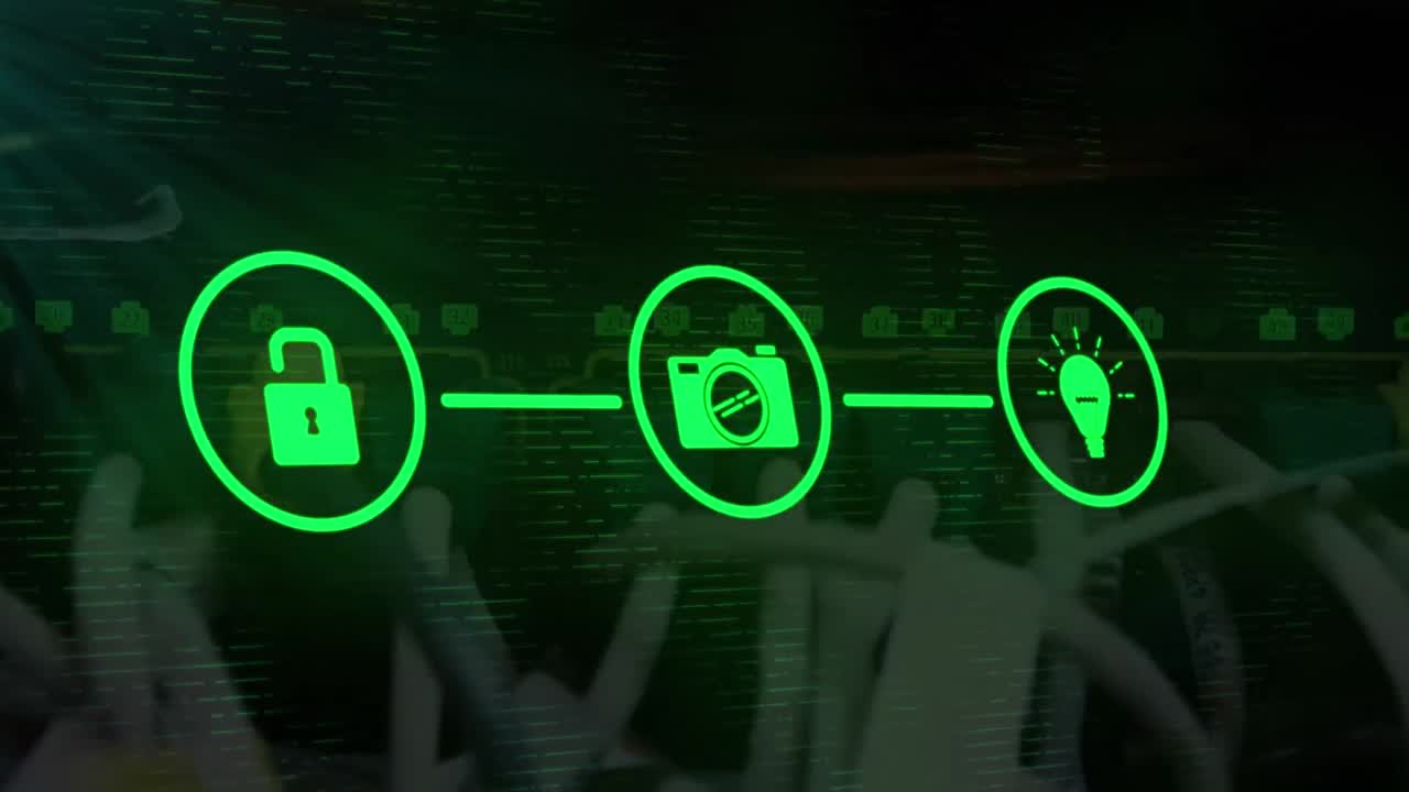 red de iconos digitales contra las conexiones de circuitos