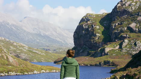 back, woman and mountain for freedom