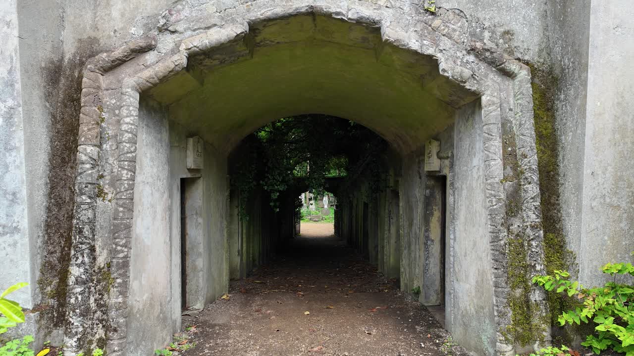 Looking in the tunnel within Highgate Cemetery, London, United Kingdom