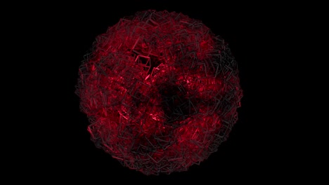 tessellation cube planet in red and black animation