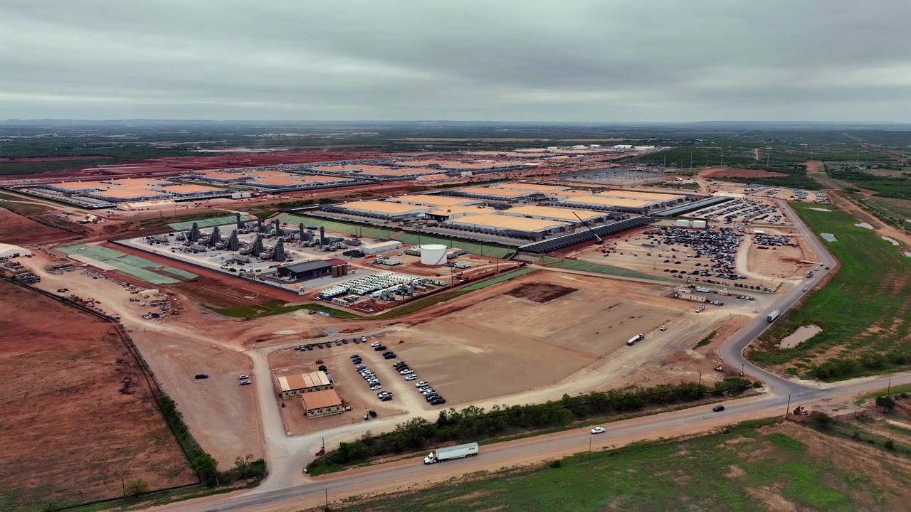 Aerial Video of Stargate Data Center Construction Site in Abilene Texas