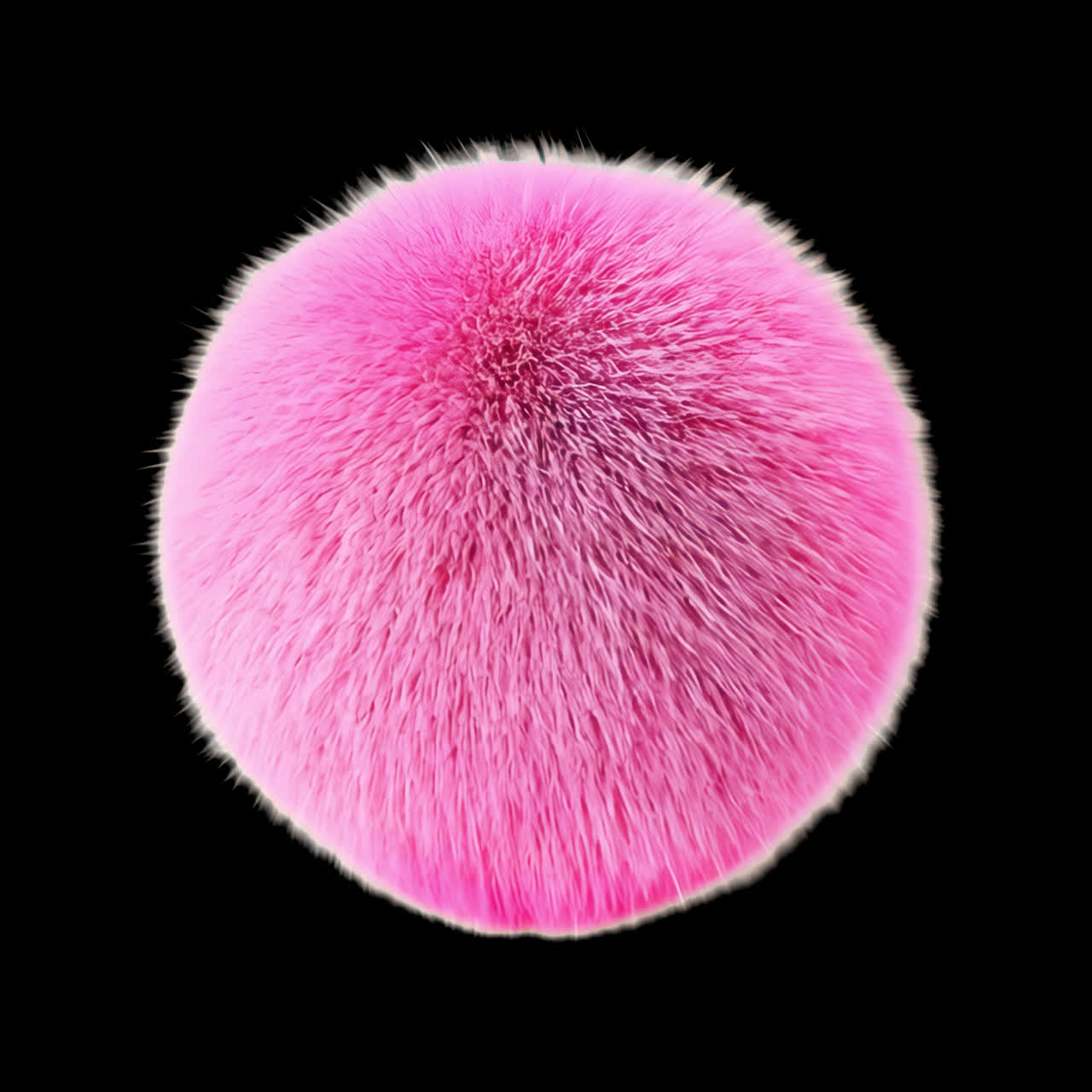 Fuzzy pink ball animation isolated asset, transparent 4K video, alpha channel, ProRes 4444
