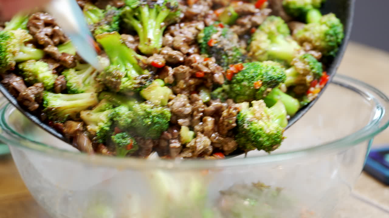 Stir fry beef and broccoli steaming, fresh and ready to eat