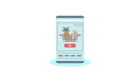 groceries market in smartphone animation