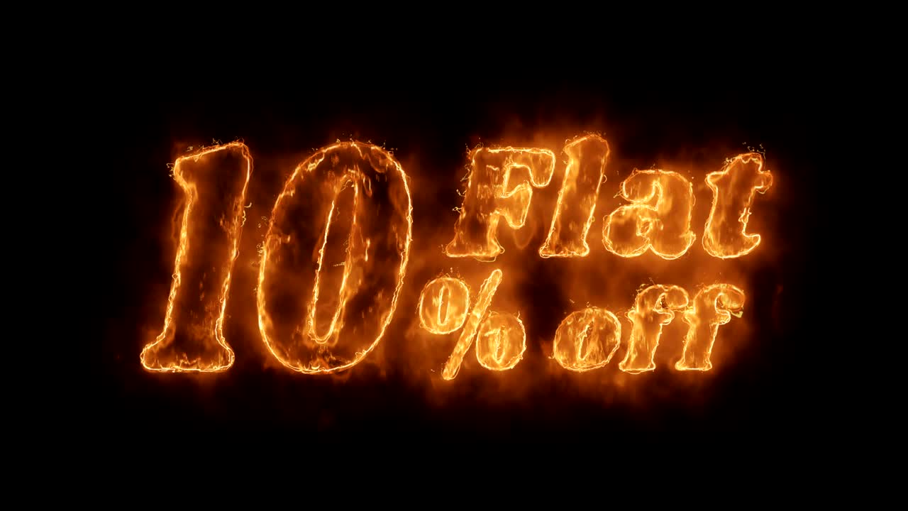 10% 할인 단어 뜨거운 애니메이션 불타는 현실적인 불 불꽃 루프