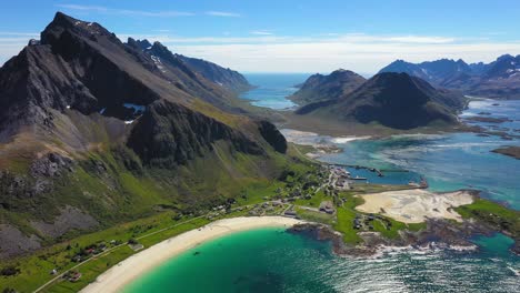 Beach-Lofoten-islands-is-an-archipelago-in-the-county-of-Nordland,-Norway.