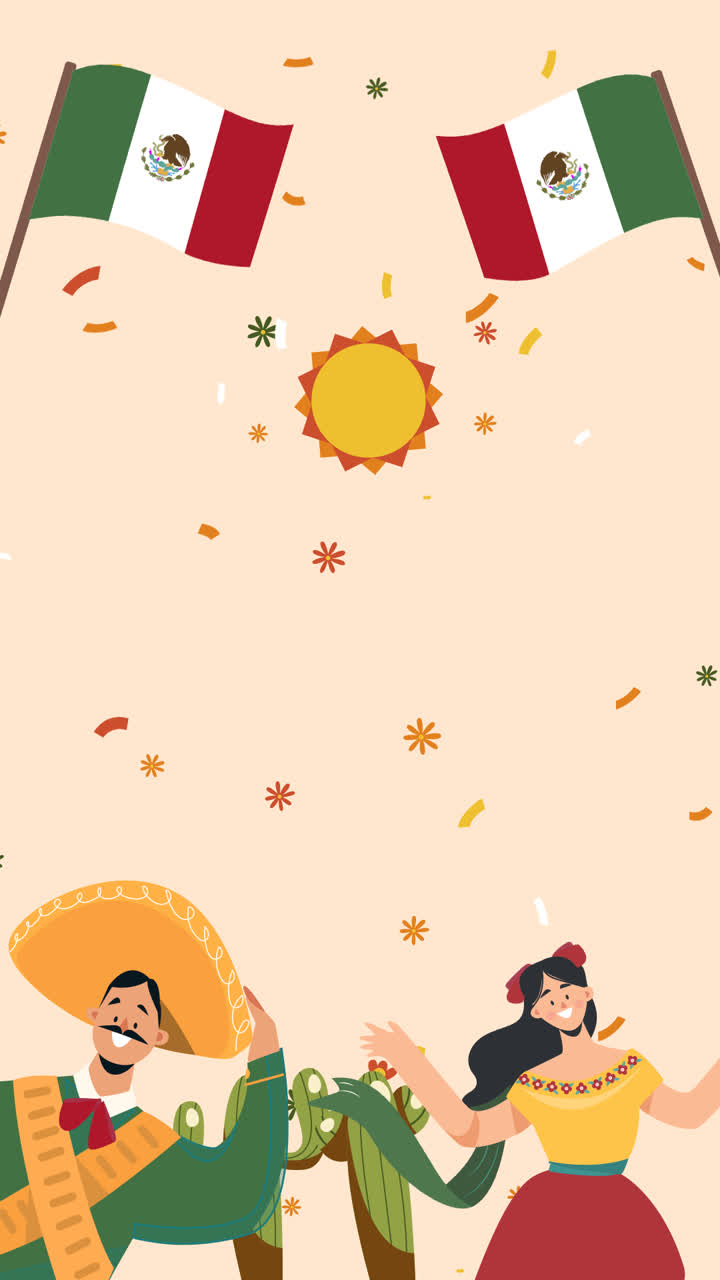 анимация плоского фона для празднования дня независимости мексики