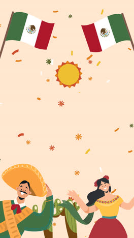 an animation of flat background for mexico independence day celebration