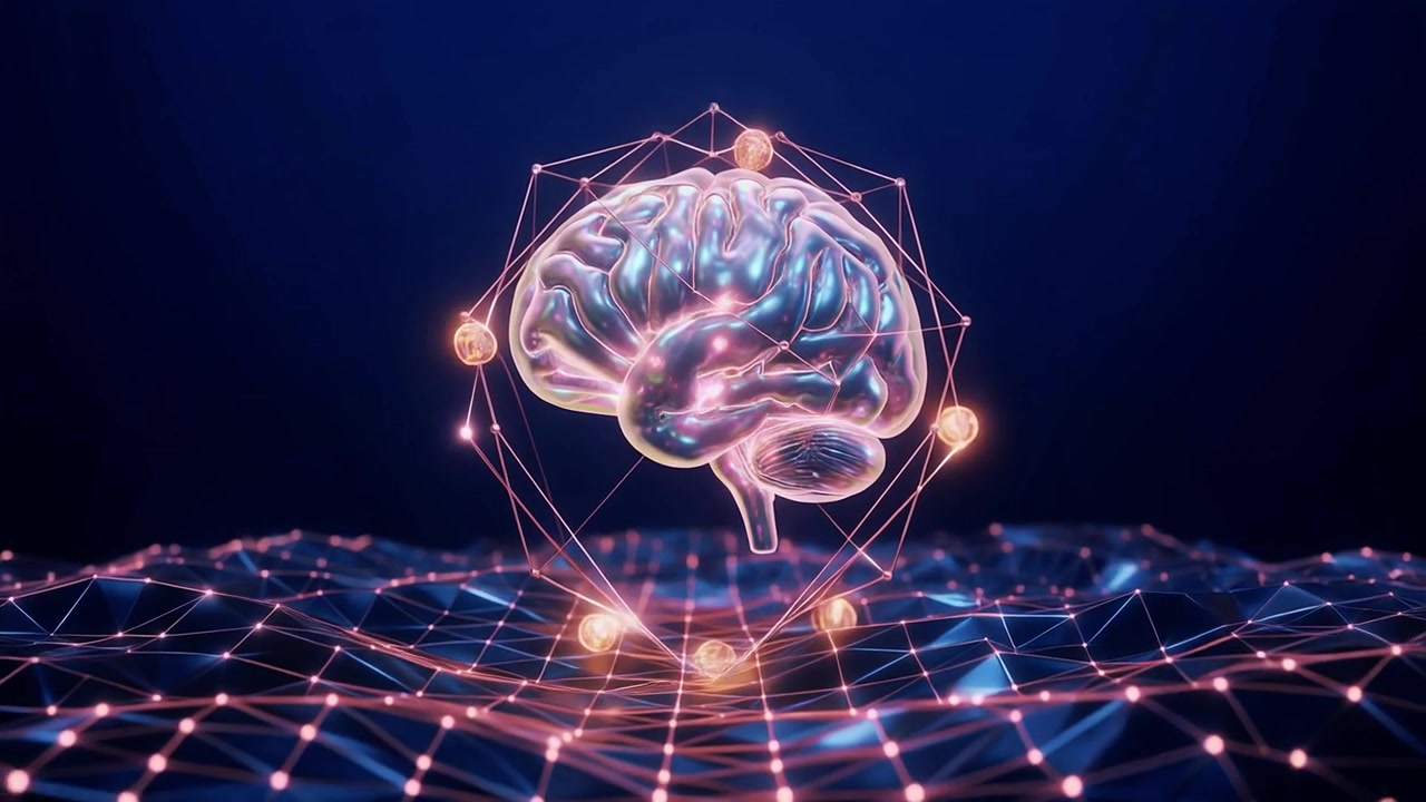 Futuristic AI Brain Surrounded by Digital Connections