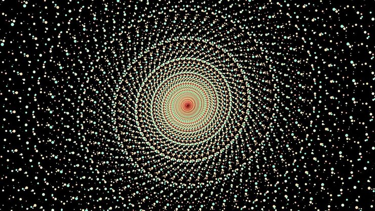 Abstract animated video clip with rotating particles