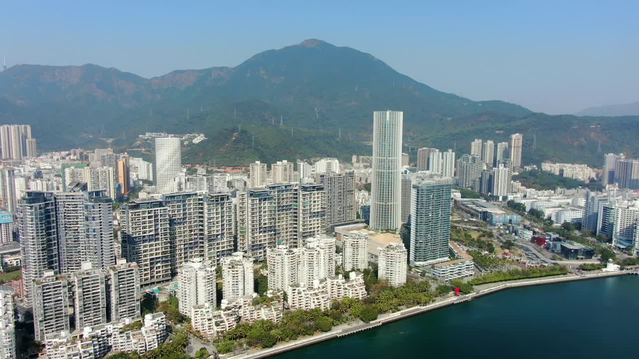vista aérea sobre la costa de shenzhen en un hermoso día claro