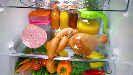 open refrigerator filled with food