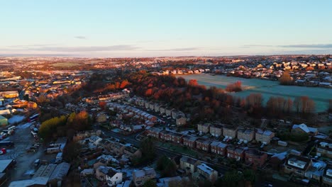 daybreak on a very cold winters morning in yorkshire, uk