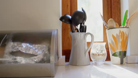 utensils in kitchen work top at home 4k